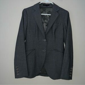 Theory Women’s Two Button Pointed Lapel Blazer Jacket Gray Wool Size 8